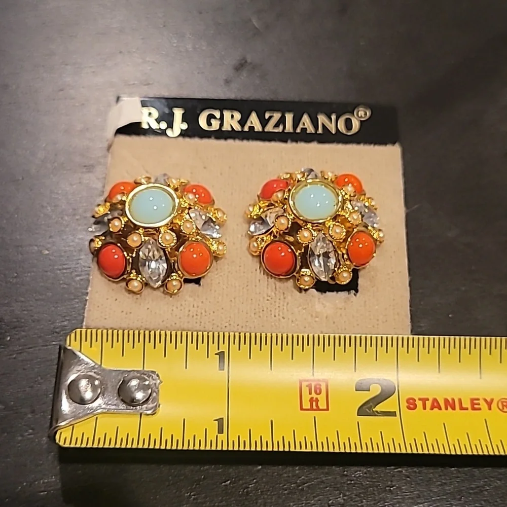 R.J. Graziano Gold and Orange Statement Earrings - Picture 6 of 6